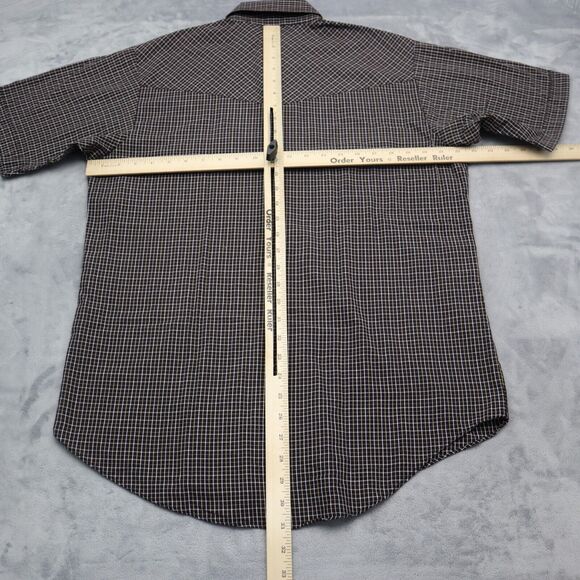 Plains Western Shirt Mens M Blue Plaid Pearl Snap Wear Button Up Cowboy - Picture 3 of 13